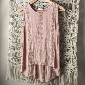 Sophie Rue Sz M pink lace sleeveless top high low